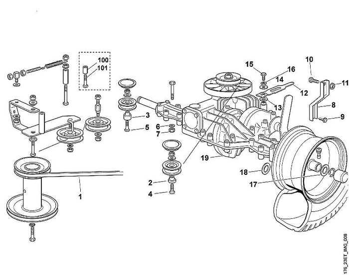 STIHL 9007-319-1880 inbusbout M8x35 positie 4 technische tekening