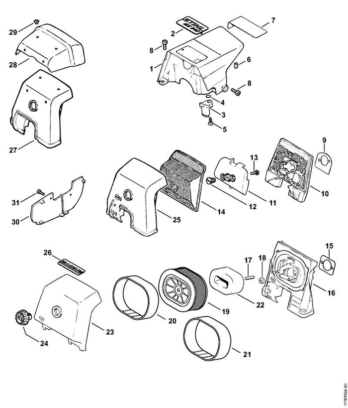 STIHL 1122-967-1507 Typeplaatje MS 640 positie 2 technische tekening