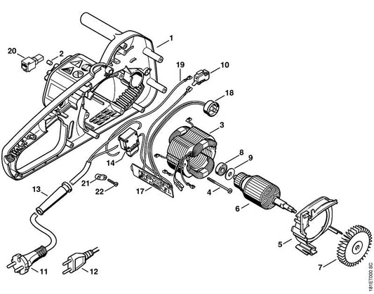 STIHL 1208-440-2002 Aansluitkabel positie 11 technische tekening