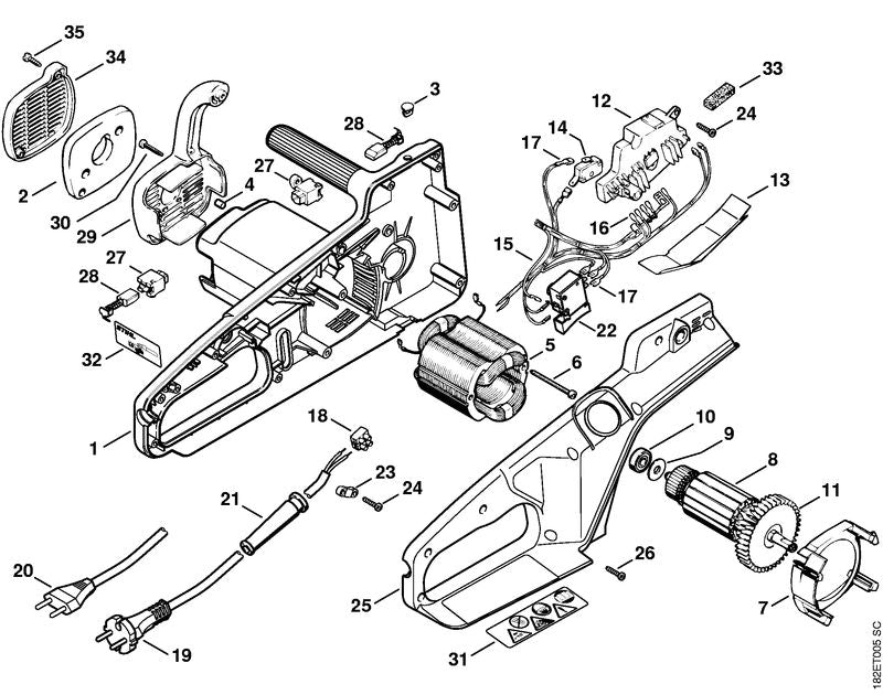 STIHL 1207-602-1204 Carter positie 1 technische tekening