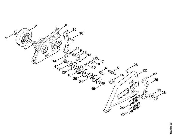 STIHL 1128-664-0500 Velkam positie 15 technische tekening