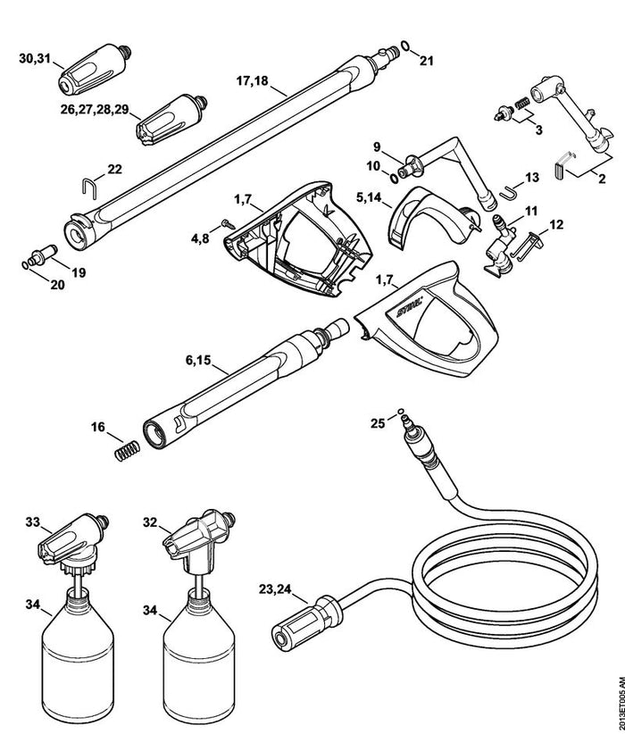 STIHL 4787-500-2200 Kniestuk positie 2 technische tekening