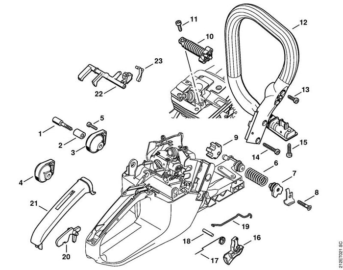 STIHL 1135-182-1500 Gasstang positie 19 technische tekening