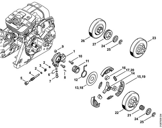 STIHL 1135-160-2050 Koppeling positie -1 technische tekening