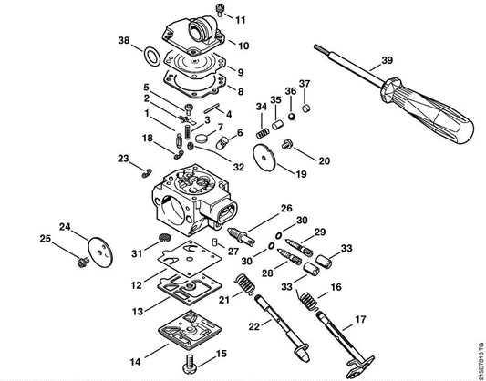 STIHL 1135-122-6800 Stelschroef stat. toerental positie 29 technische tekening