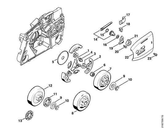 STIHL 1124-664-1001 Zijplaat binnen positie 22 technische tekening