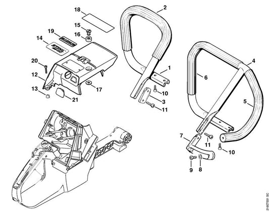 STIHL 1124-967-1501 Typeplaatje MS 880 positie 14 technische tekening