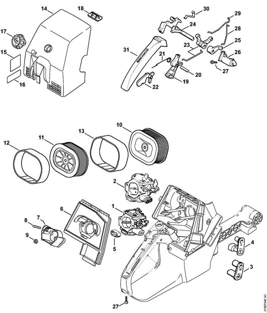 STIHL 1124-185-1900 Chokestang positie 28 technische tekening
