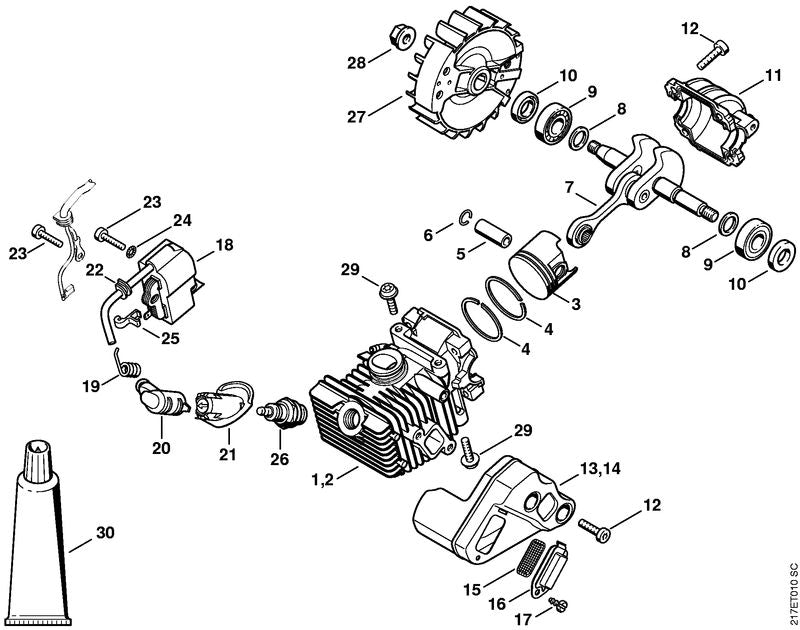 STIHL 1137-084-1600 Afdekkap positie 21 technische tekening