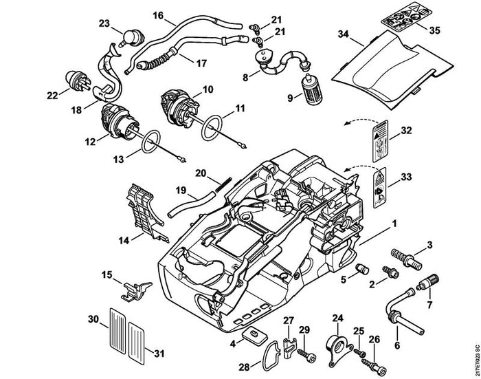 STIHL 1137-350-5003 Pijp positie 16 technische tekening