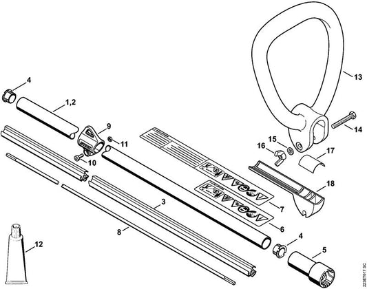 STIHL 4602-738-0201 Huls positie 5 technische tekening