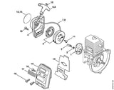 STIHL 4137-190-1100 Koordrol met starterveer positie 5 technische tekening