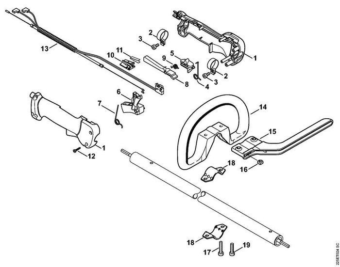 STIHL 4137-182-1001 Gashendel positie 6 technische tekening