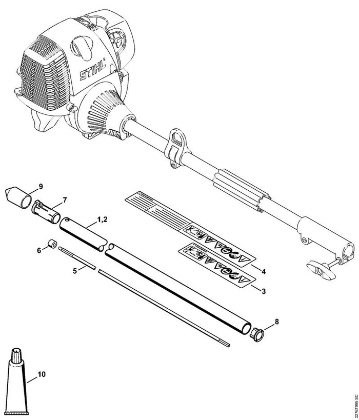 STIHL 4601-710-7108 Steel Ø 25,4 mm positie 1 technische tekening