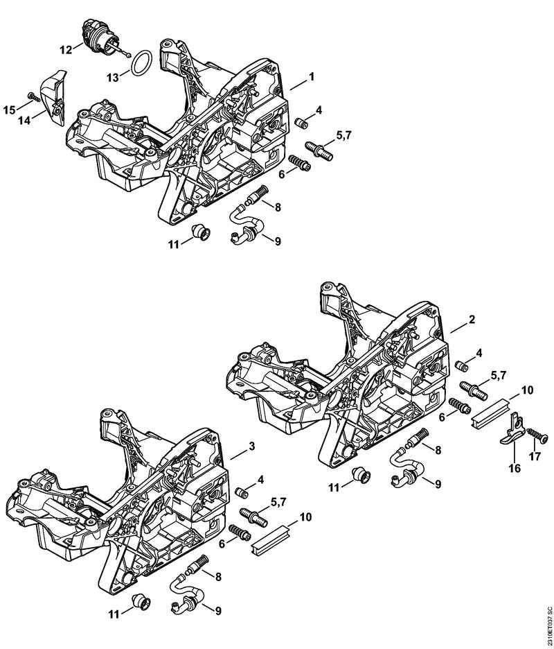 STIHL 1143-020-3023 Carter positie 1 technische tekening