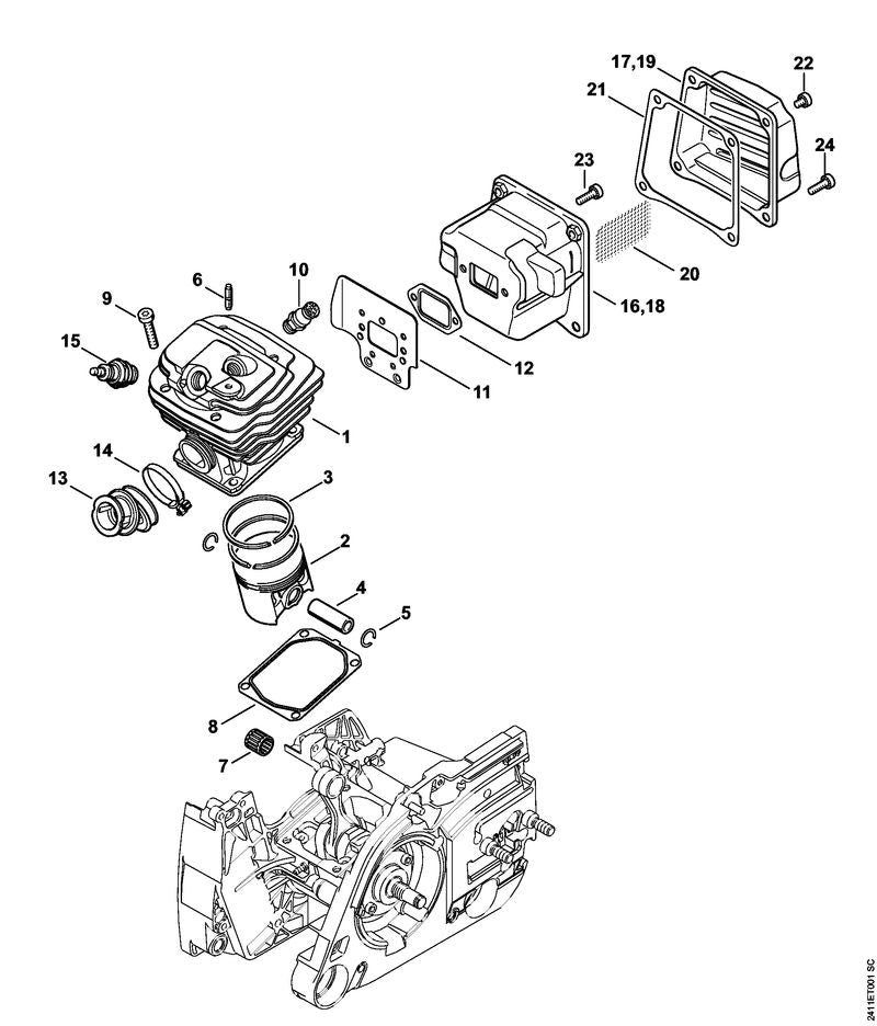 STIHL 1128-029-2310 Cilindervoetpakking positie 8 technische tekening