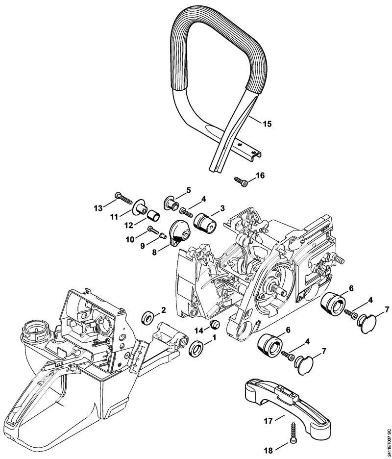 STIHL 1128-790-1753 Handgreep positie 15 technische tekening
