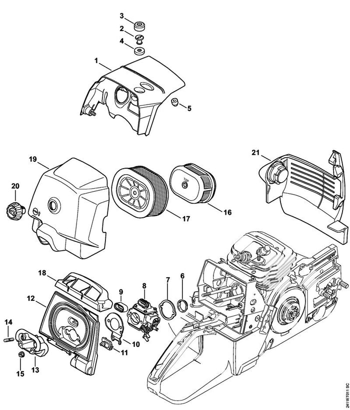 STIHL 1128-120-0629 Carburateur HD-50A positie 8 technische tekening