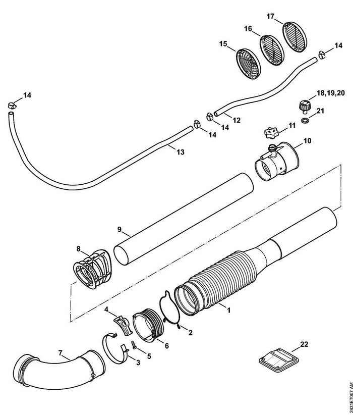 STIHL 4241-701-6101 Harmonicaslang positie 1 technische tekening