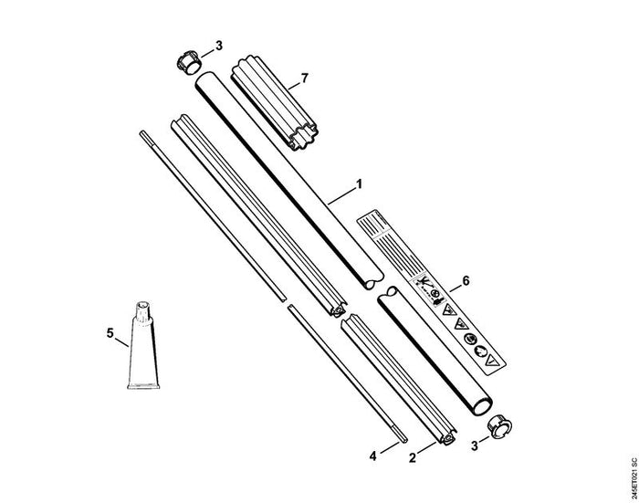 STIHL 4137-710-7120 Steel Ø 25,4 mm x 1,5 m positie 1 technische tekening