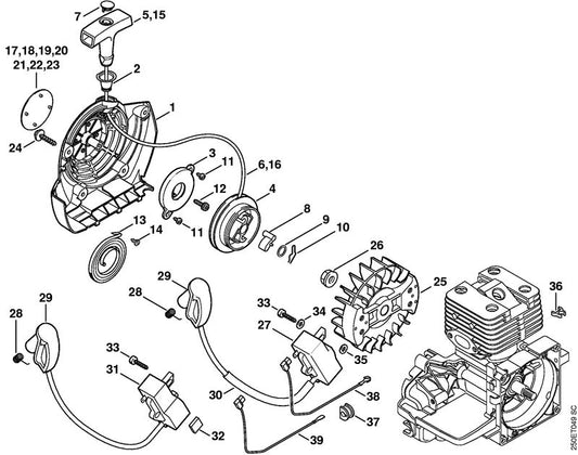 STIHL 4134-440-1100 Kortsluitkabel positie 39 technische tekening