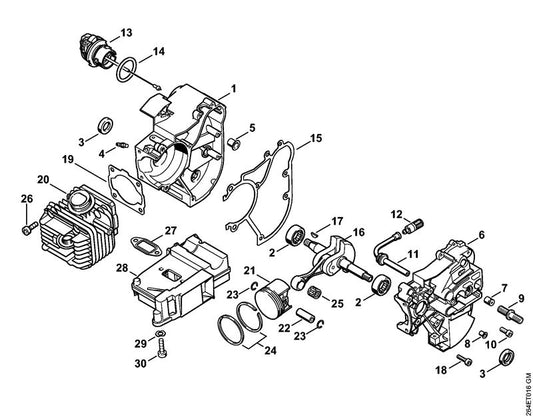STIHL 1129-029-2303 Cilindervoetpakking positie 19 technische tekening