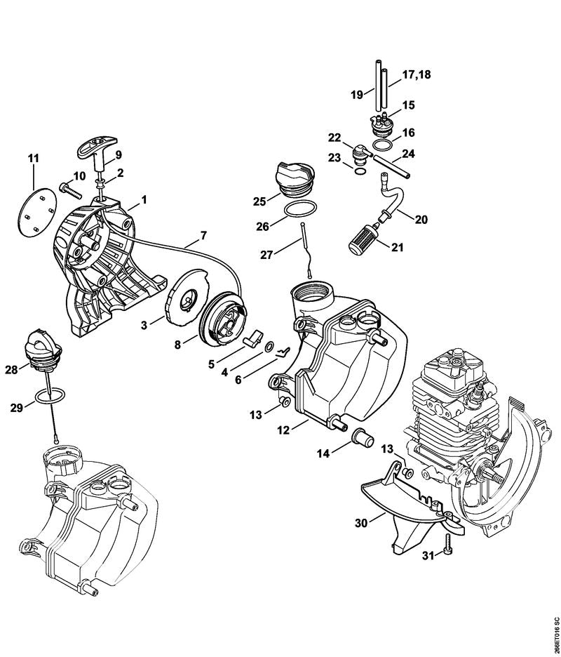 STIHL 4180-350-0417 Benzinetank positie 12 technische tekening