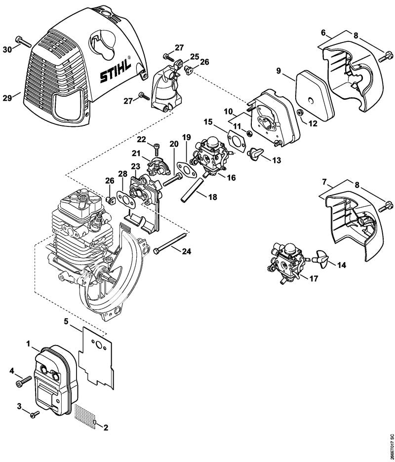 STIHL 4180-080-1602 Kap positie 29 technische tekening