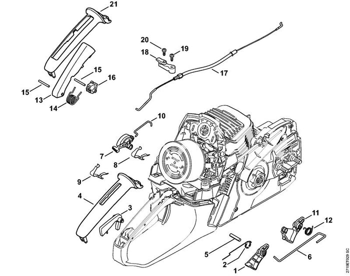 STIHL 1141-185-1900 Chokestang positie 10 technische tekening