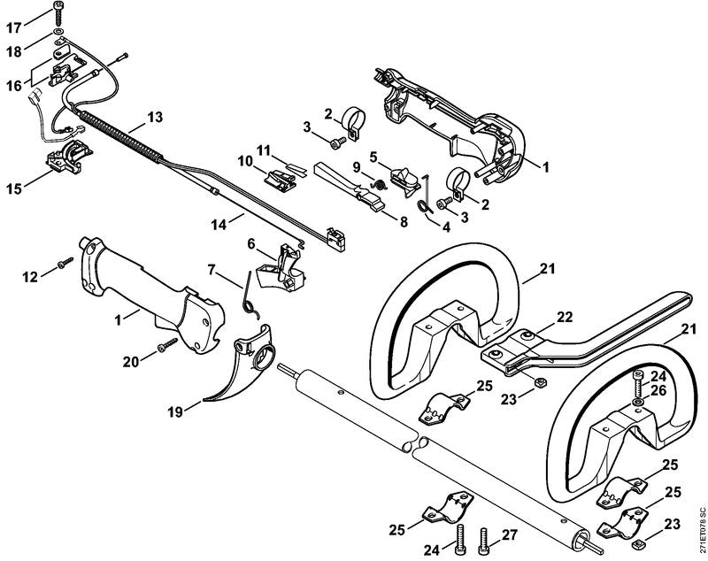 STIHL 4128-180-1111 Gaskabel positie 13 technische tekening