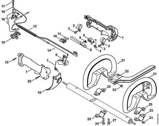 STIHL 4128-180-1111 Gaskabel positie 13 technische tekening