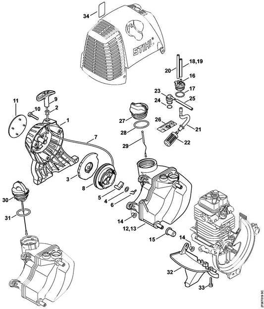 STIHL 4180-967-1532 Typeplaatje FS 310 positie 11 technische tekening