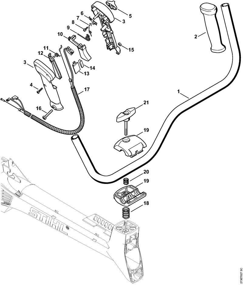 STIHL 4180-180-1153 Gaskabel positie 17 technische tekening