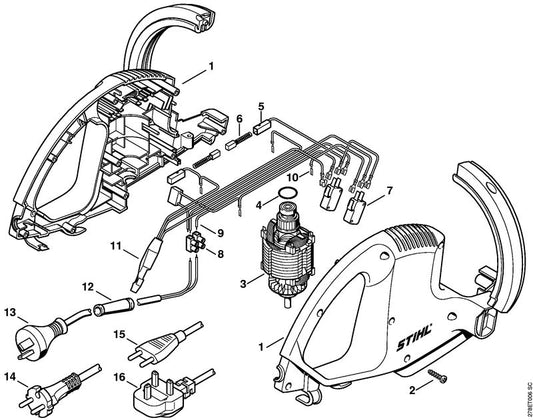 STIHL 4814-600-0804 Carter positie 1 technische tekening