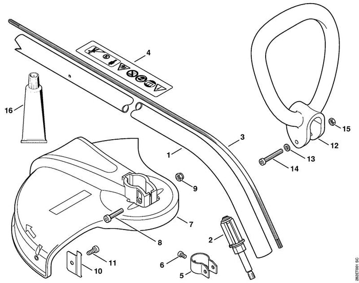 STIHL 4130-711-3200 aandrijfas positie 3 technische tekening