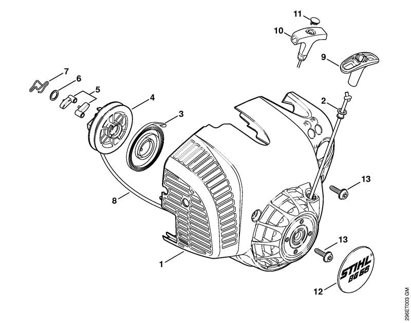 STIHL 4241-967-1500 Typeplaatje BG 56 positie 12 technische tekening