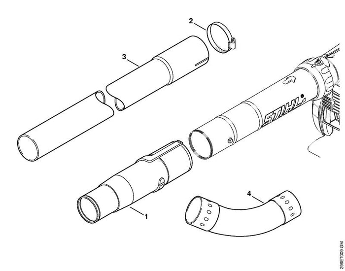 STIHL 4227-708-3405 Pijp positie 3 technische tekening
