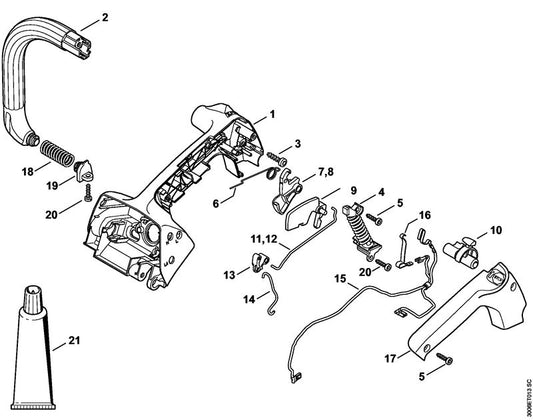 STIHL 1146-182-1000 Gashendel positie 8 technische tekening
