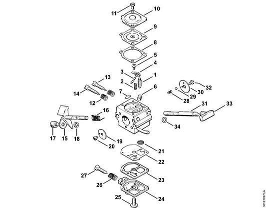STIHL 4119-122-6802 Stelschroef stat. toerental positie 14 technische tekening