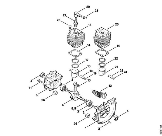 STIHL 4126-034-3000 Zuigerveer Ø 34x1,5 mm positie 22 technische tekening