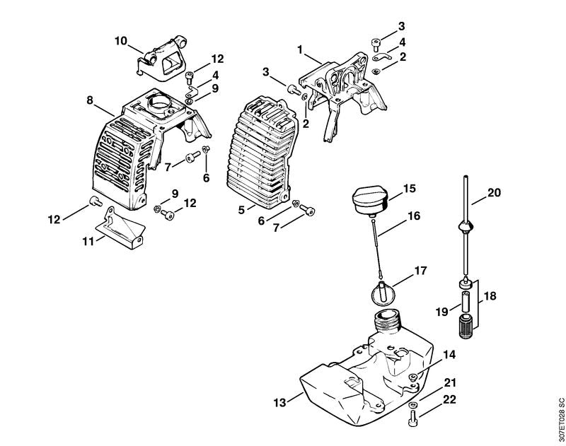 STIHL 4126-350-0405 Benzinetank positie -1 technische tekening