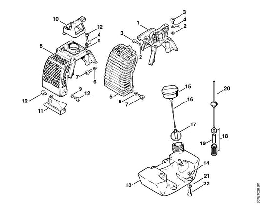 STIHL 4126-350-0405 Benzinetank positie -1 technische tekening
