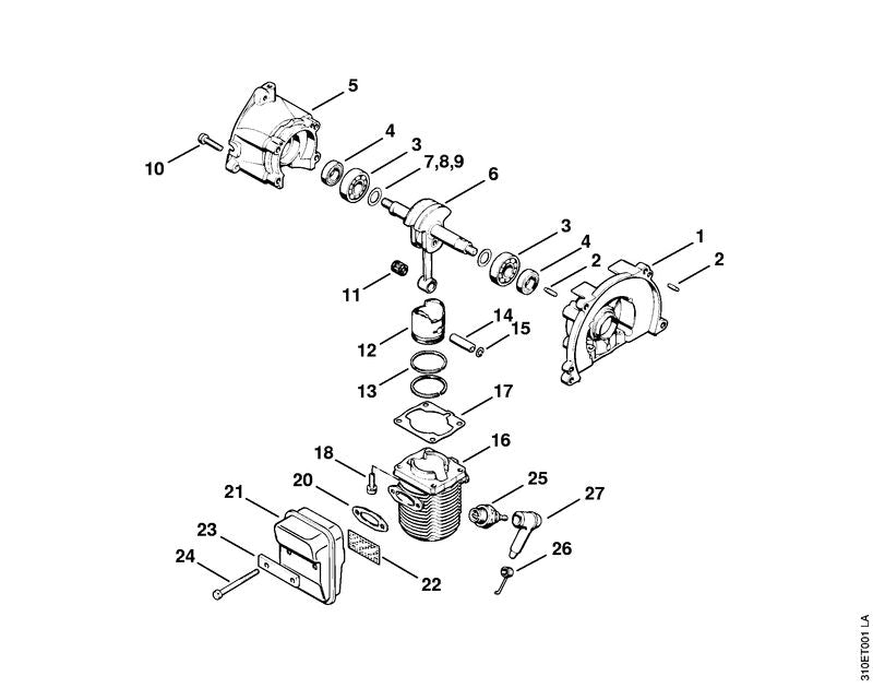 STIHL 4112-400-7001 Bougie NGK BMR 6A positie 25 technische tekening