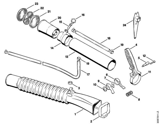 STIHL 4202-791-0200 Handgreep positie 4 technische tekening