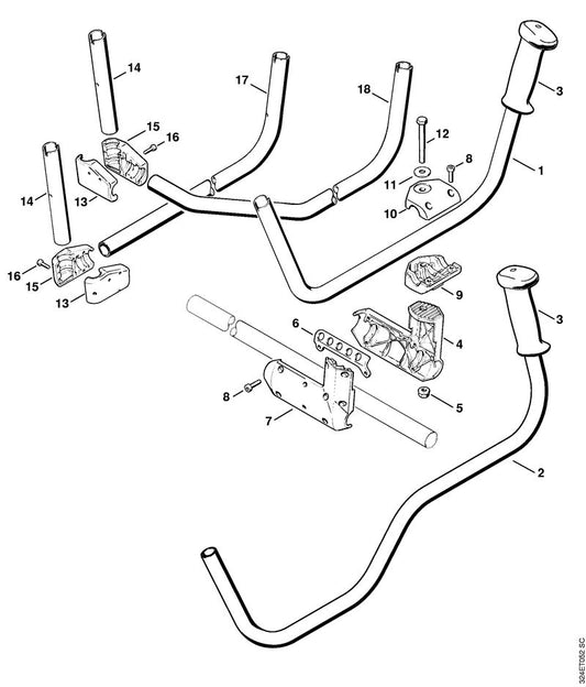 STIHL 4119-791-6100 Zeskantbout M8x70 positie 12 technische tekening