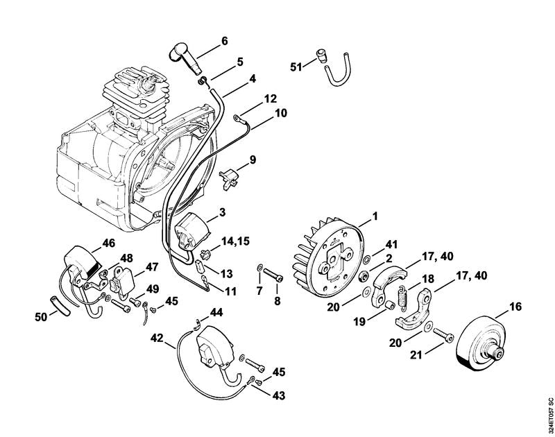 STIHL 4119-160-2001 Koppeling positie 17 technische tekening