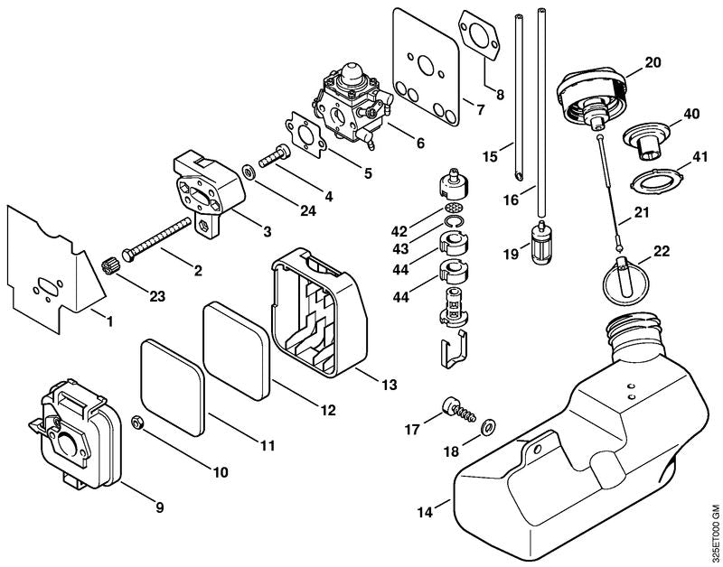STIHL 4227-358-0800 Slang 185 mm positie 15 technische tekening