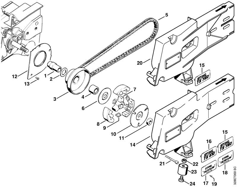 STIHL 4205-162-8200 Bus positie 1 technische tekening