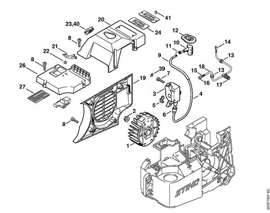 STIHL 4221-967-1501 Typeplaatje TS 460 positie 24 technische tekening