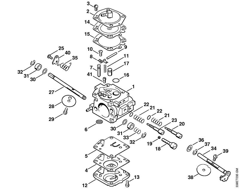 STIHL 4223-120-0602 Carburateur HS-301B positie 1 technische tekening